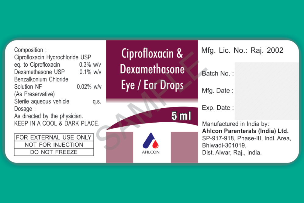 Ciprofloxacin 0.3 & Dexamethasone 0.1 Eye/Ear Drops
